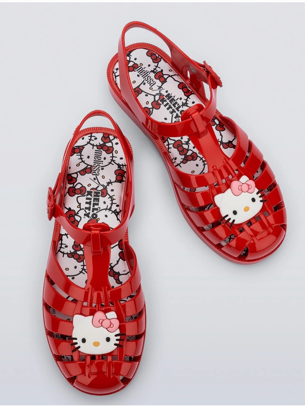 Hello Kitty Glossy Red Jelly Sandals with Character Charm